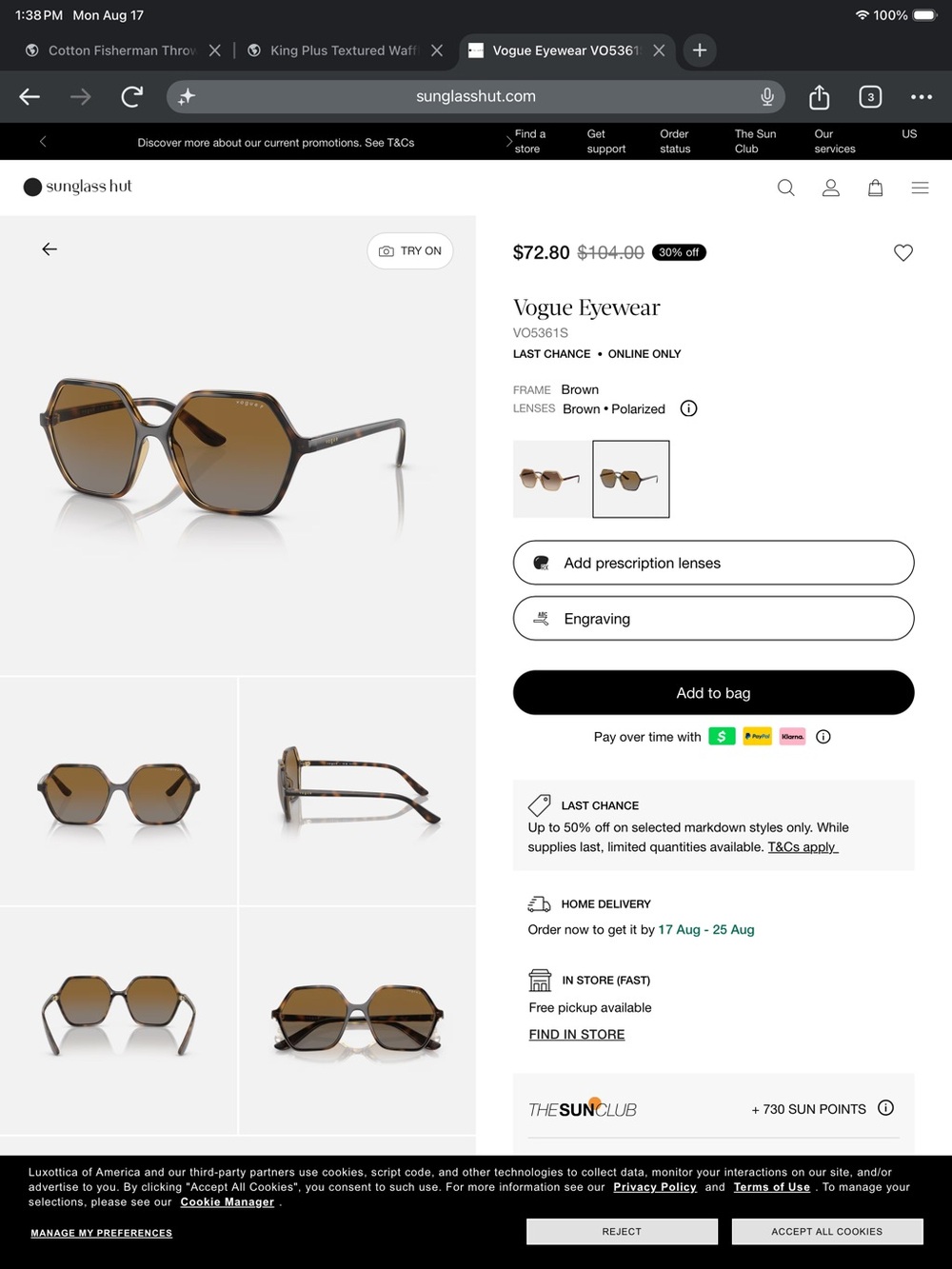 Vogue Eyewear Brown Hexagon Sunglasses with Brown Lenses